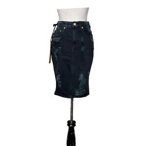 Ksubi black high & wasted jean mini skirt size 25 - 0